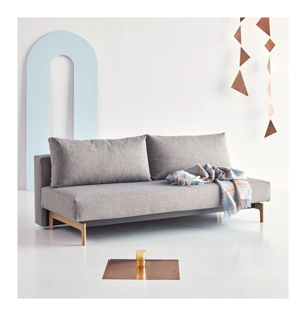 Trym Sofa bed with oak legs, Mixed Dance/Gray