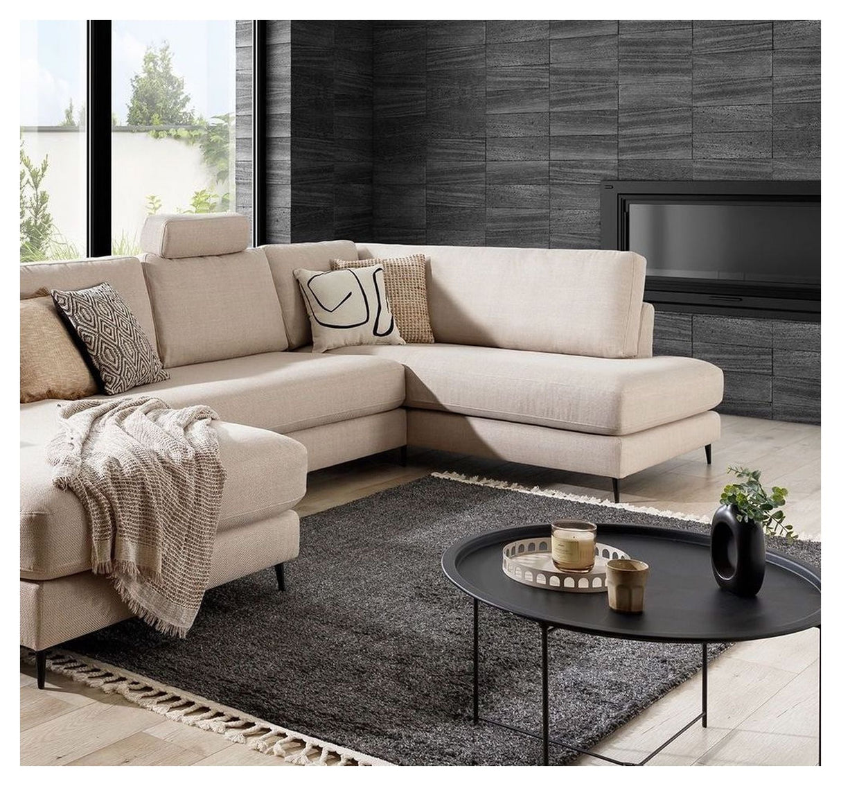 Bernadotte U-sofa, open end right, Beige