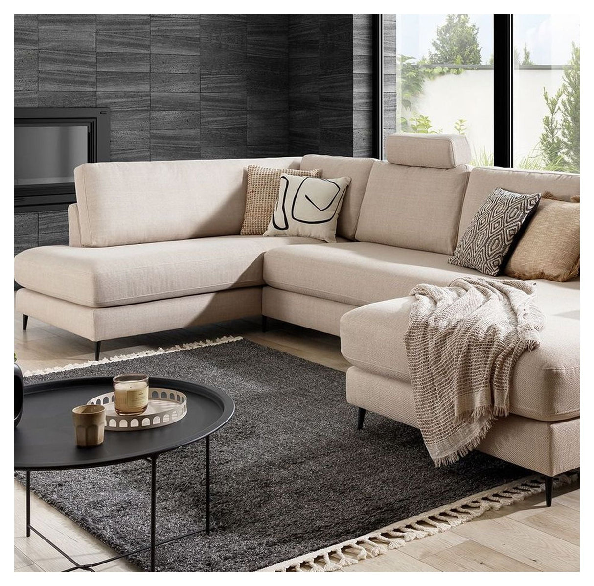 Bernadotte U-sofa, open end left, Beige