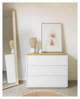 Abil Chest 3 drawers - White/Oak veneer