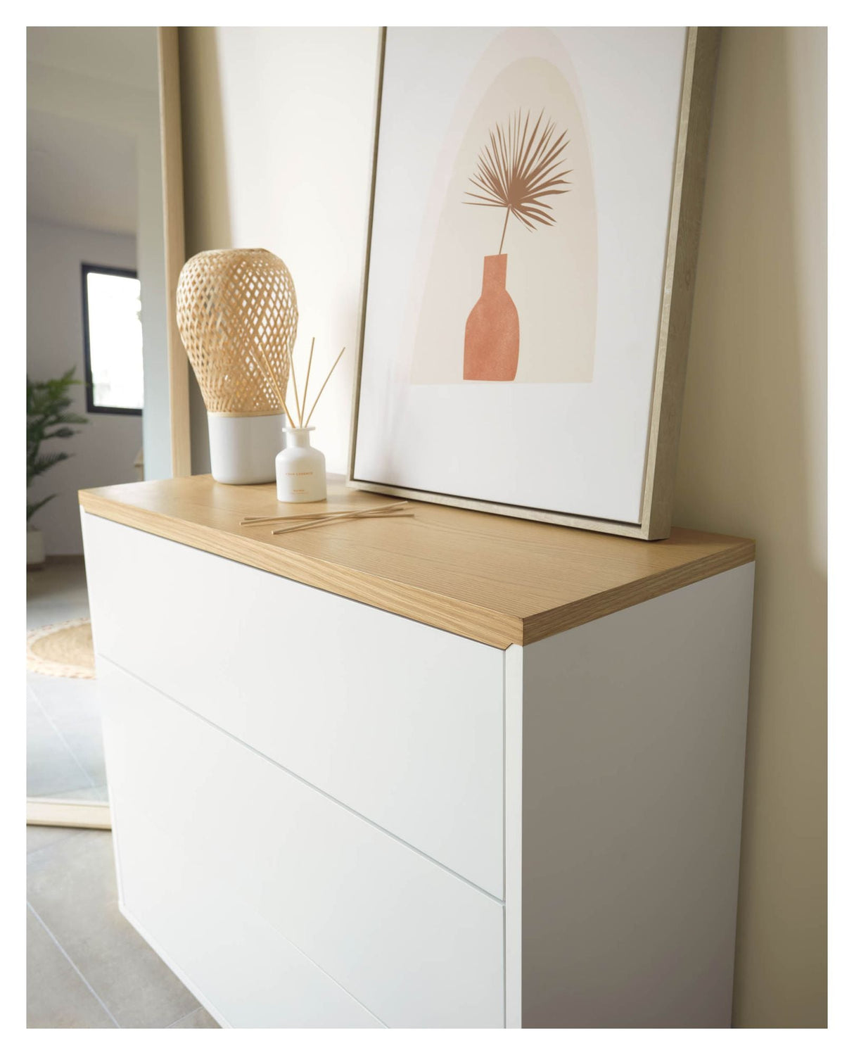 Abil Chest 3 drawers - White/Oak veneer