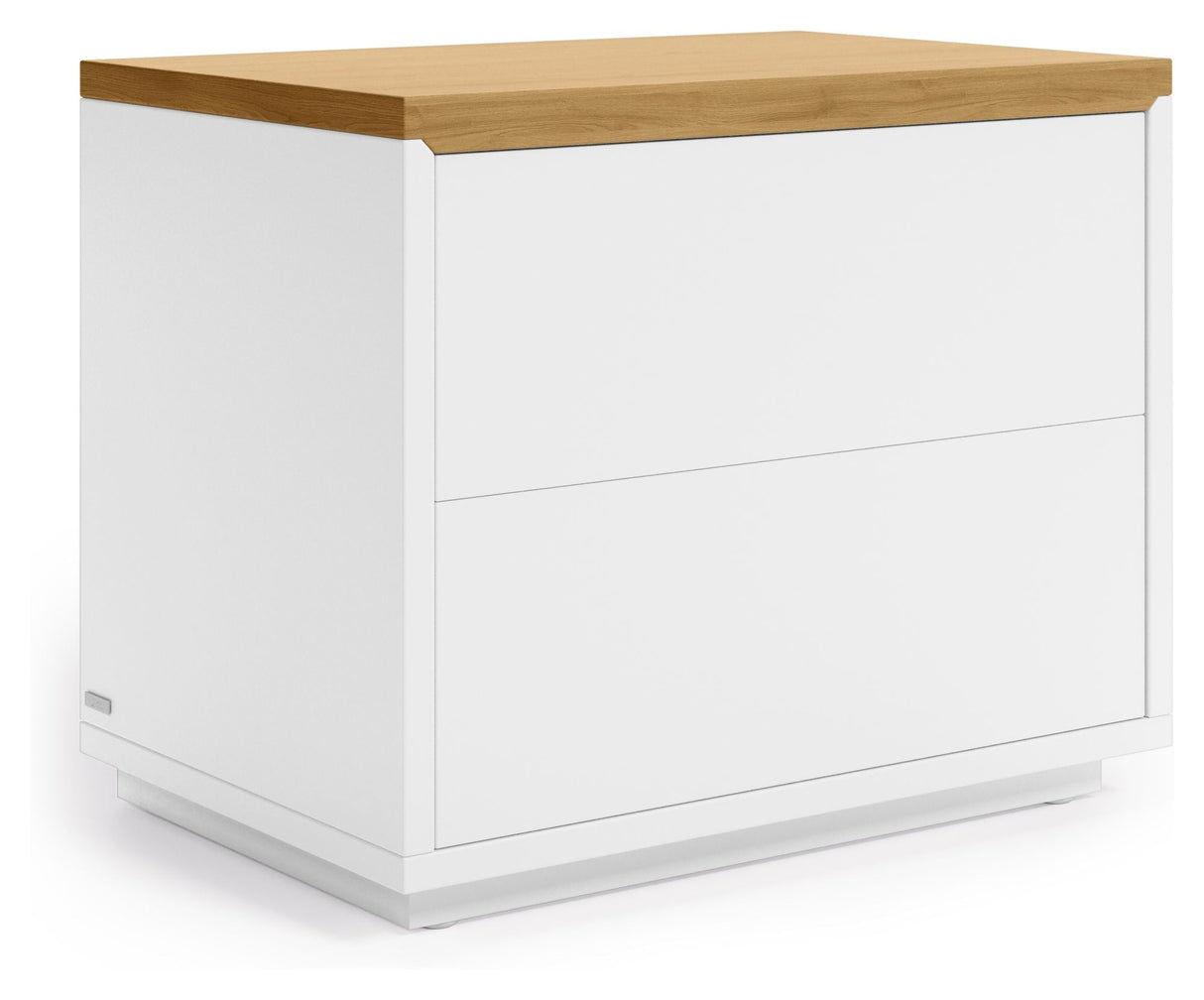 Abil Bedside table with 2 drawers - White/Oak veneer