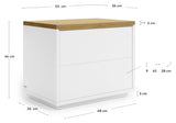 Abil Bedside table with 2 drawers - White/Oak veneer