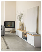 Abil Tvbord - White/Oak veneer, 200x44