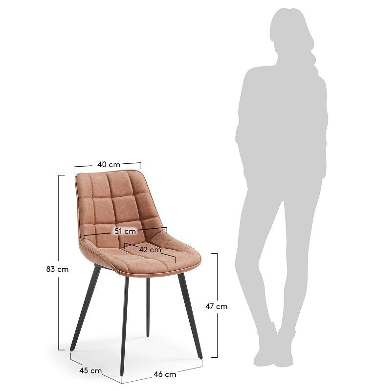 Adah Dining chair w/leatherette Oxid brown