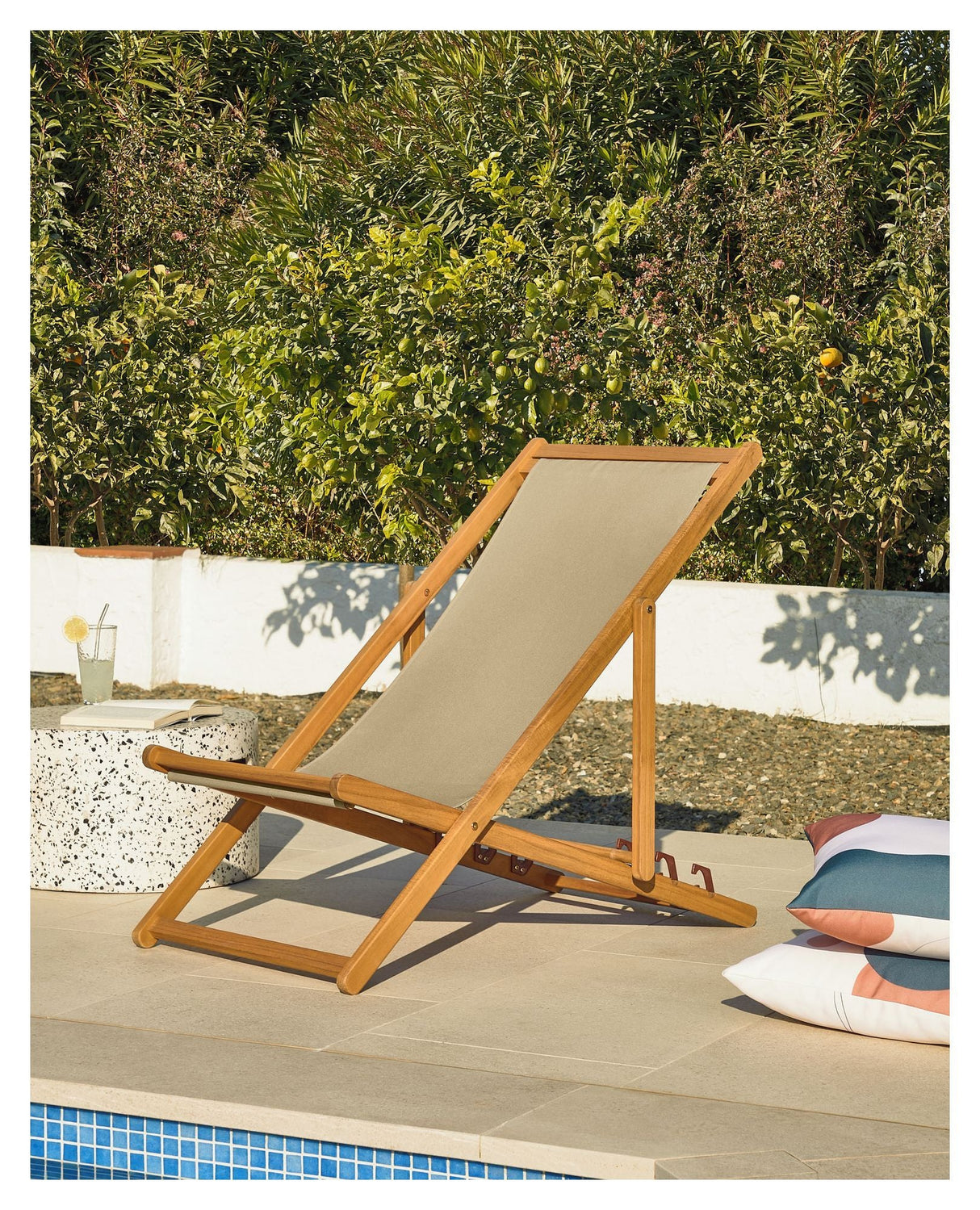 Adredna Deck Chair, Acacia/Green