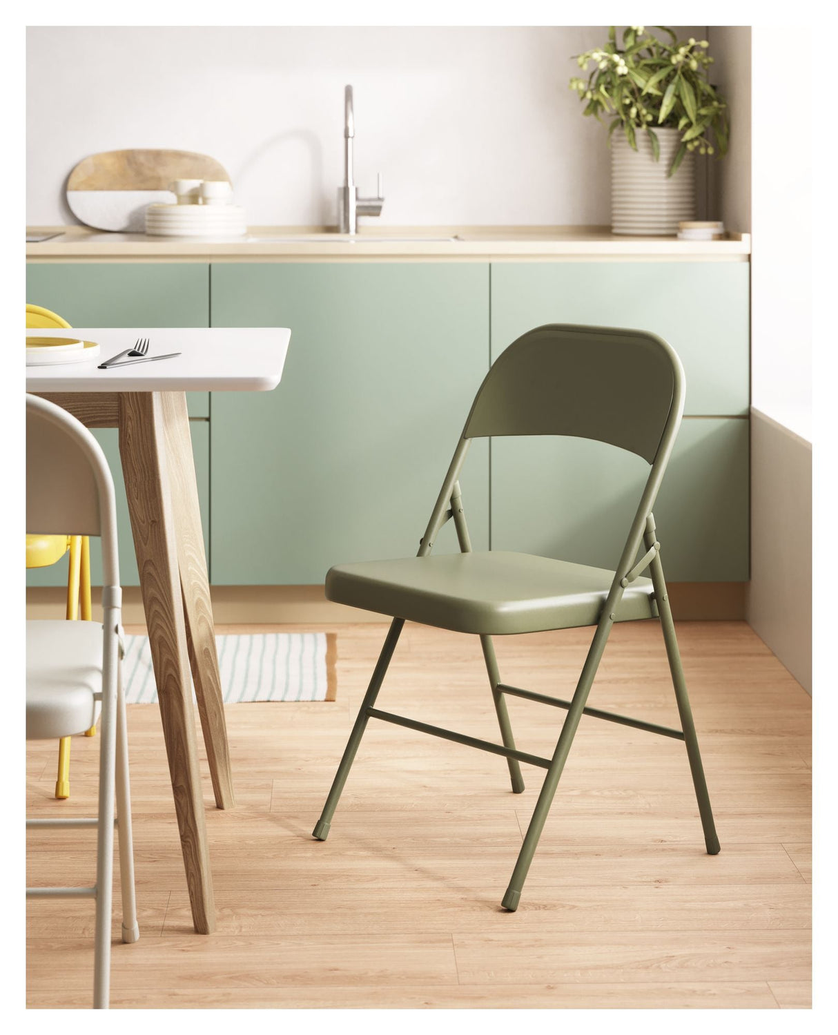 Aidana Folding chair, dark green metal