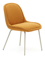 Aimin Dining chair with beige legs, Yellow Bouclé