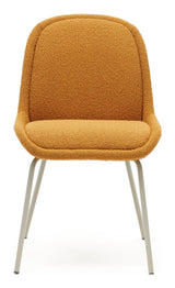 Aimin Dining chair with beige legs, Yellow Bouclé