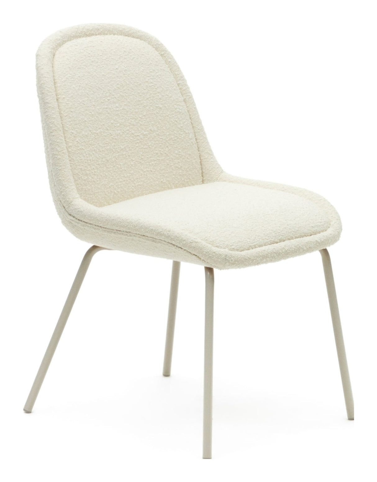 Aimin Dining chair with beige legs, White Bouclé