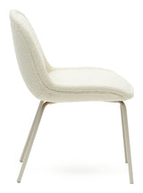 Aimin Dining chair with beige legs, White Bouclé