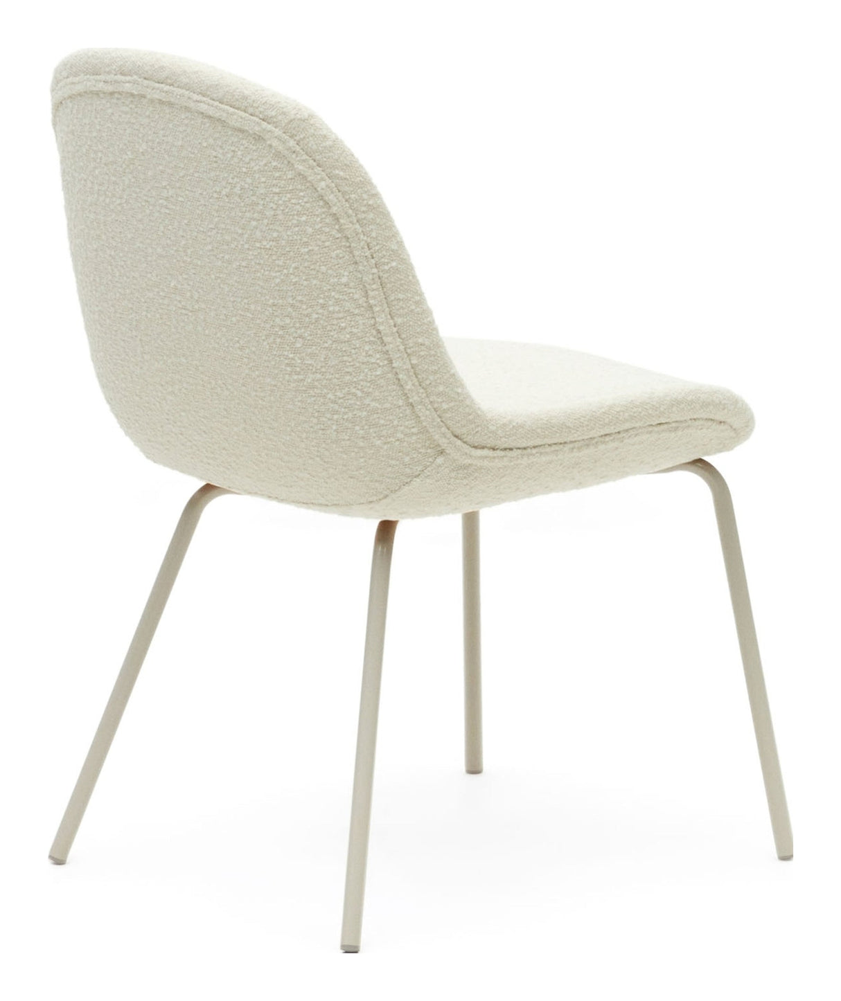 Aimin Dining chair with beige legs, White Bouclé