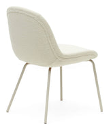 Aimin Dining chair with beige legs, White Bouclé