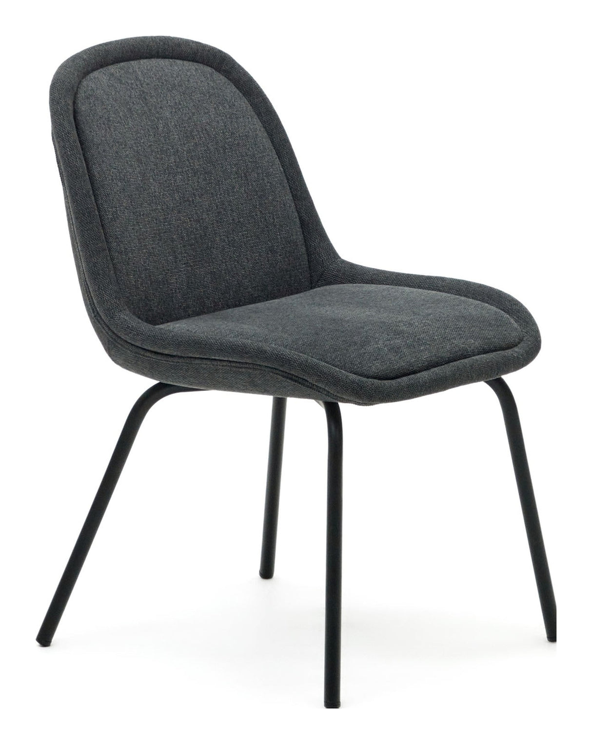 Aimin Dining chair with black legs, Gray Chenille