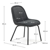 Aimin Dining chair with black legs, Gray Chenille