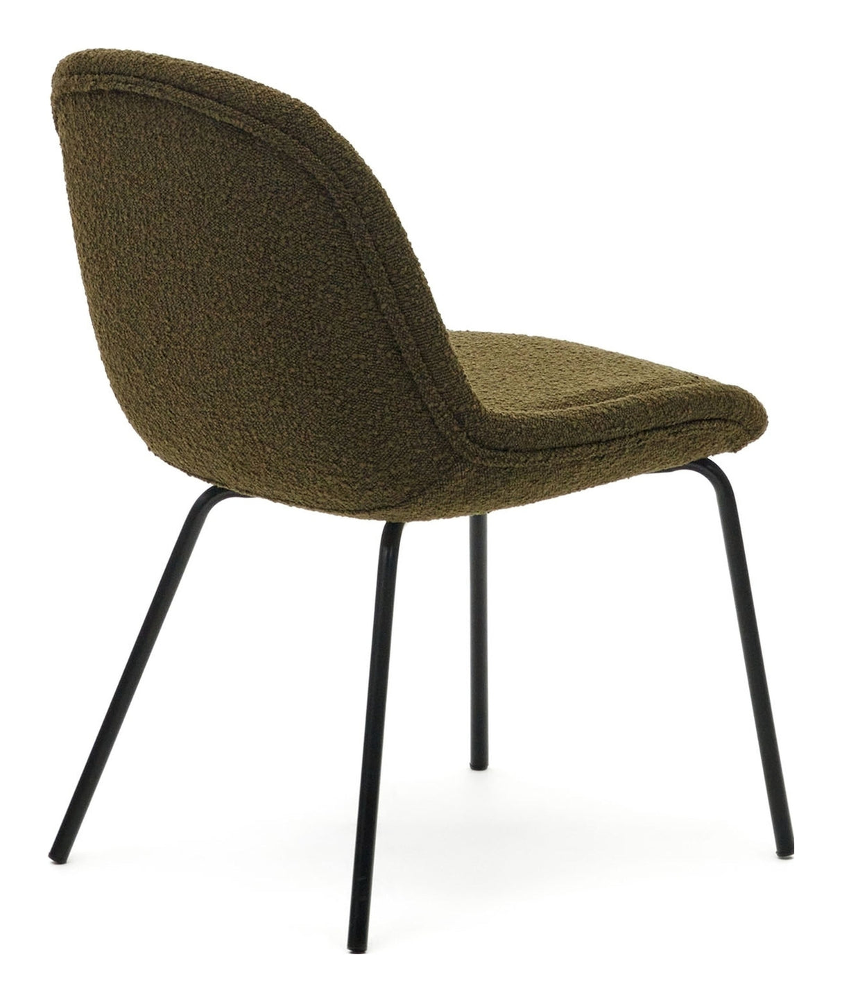 Aimin Dining chair with black legs, Green Bouclé