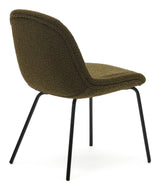 Aimin Dining chair with black legs, Green Bouclé