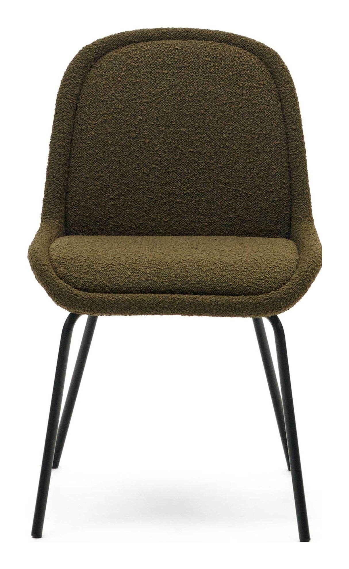 Aimin Dining chair with black legs, Green Bouclé