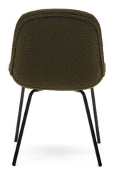 Aimin Dining chair with black legs, Green Bouclé