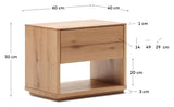 Alguema Bedside table, Oak veneer, 40x50