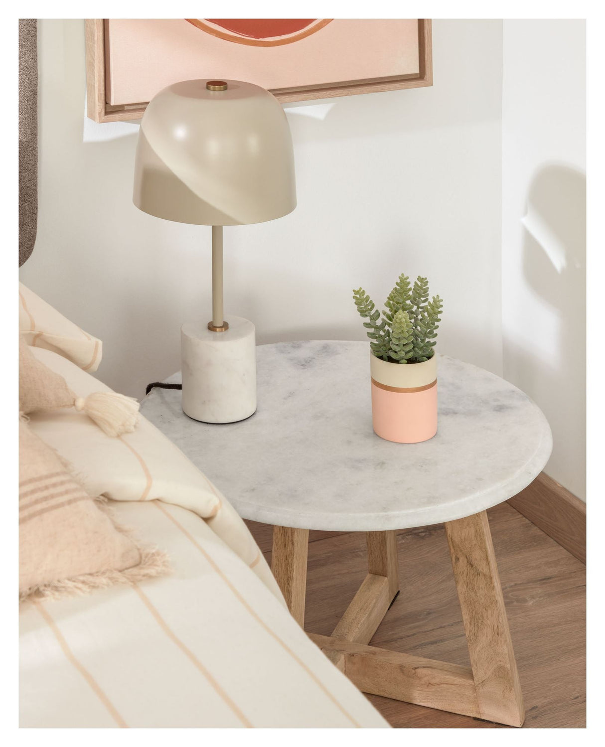 Alish Table lamp with marble Beige