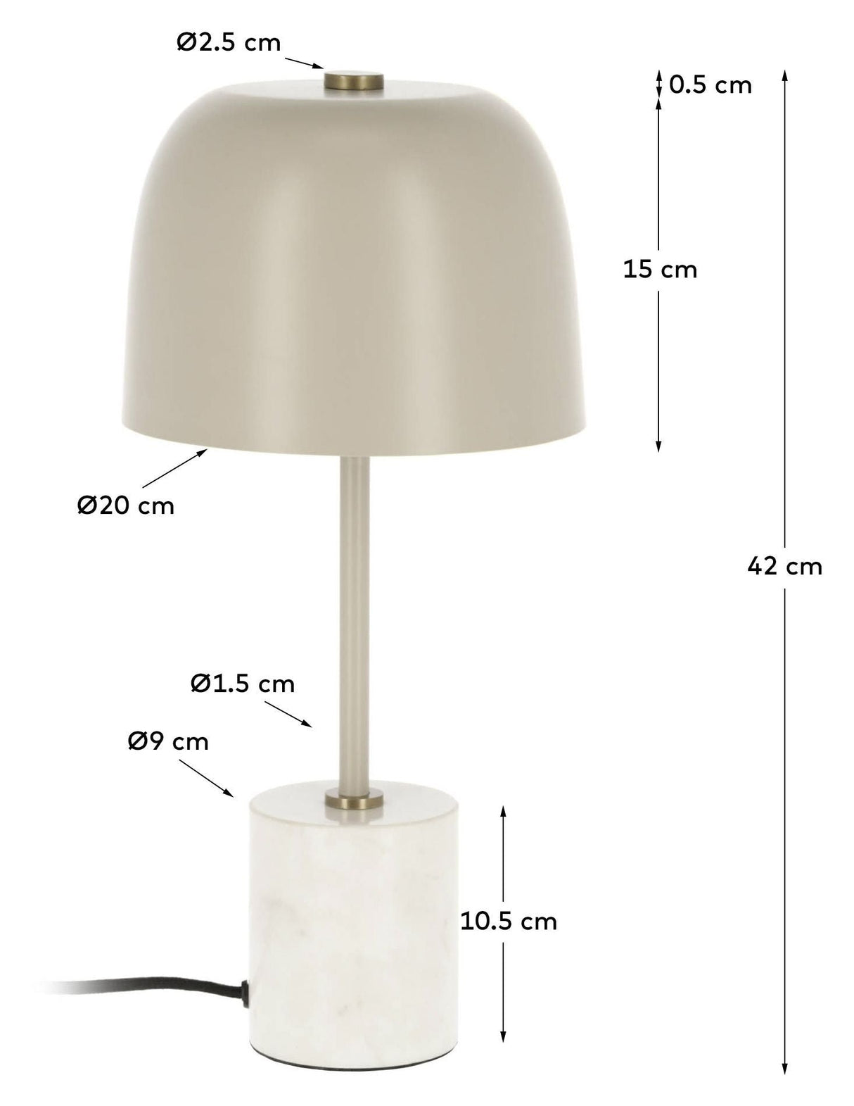 Alish Table lamp with marble Beige