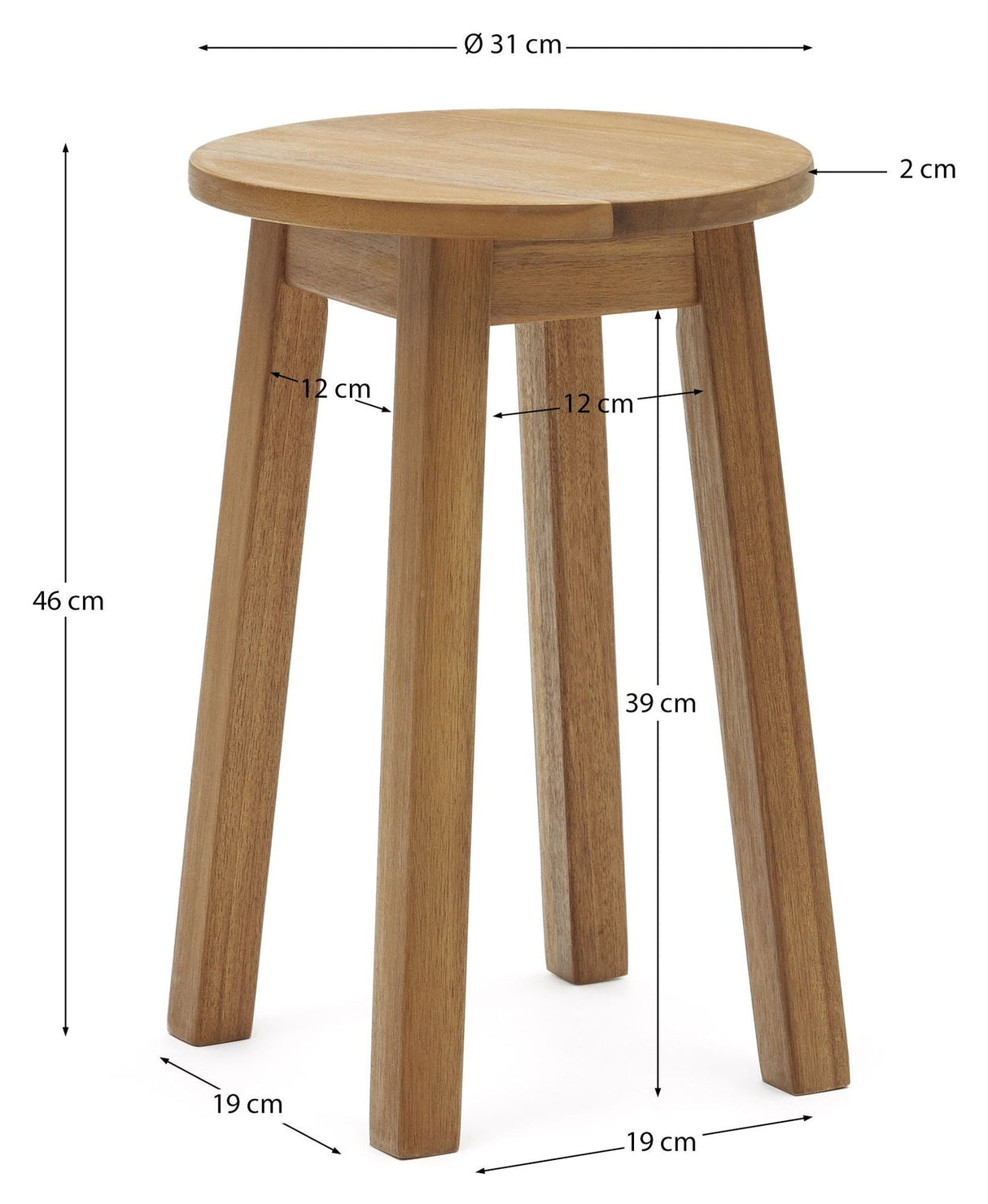 Amel Side Table, Solid Acacia