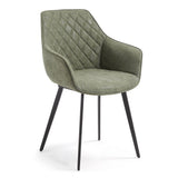 Aminy Dining Chair, Dark Green Distressed PU