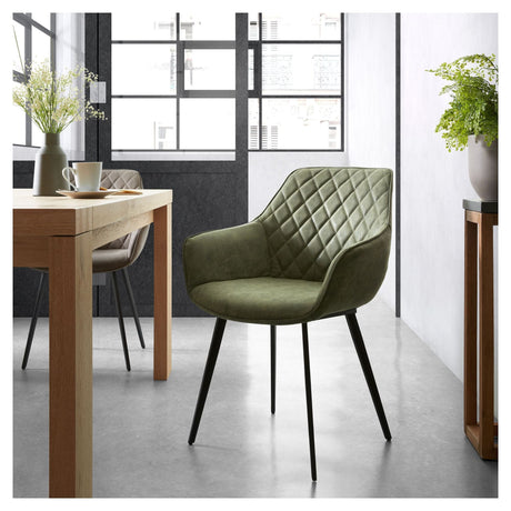 Aminy Dining Chair, Dark Green Distressed PU