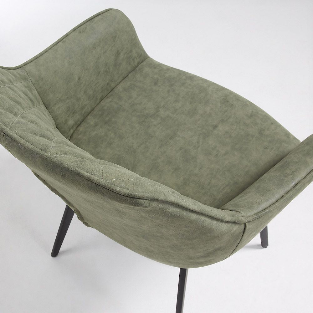 Aminy Dining Chair, Dark Green Distressed PU