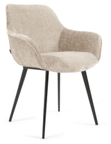 Amira Dining Chair, Beige velor chenille