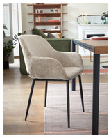 Amira Dining Chair, Beige velor chenille