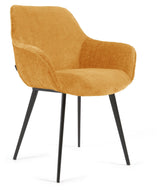 Amira Dining Chair, Yellow velvet chenille