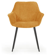 Amira Dining Chair, Yellow velvet chenille