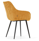 Amira Dining Chair, Yellow velvet chenille