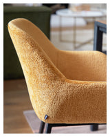 Amira Dining Chair, Yellow velvet chenille