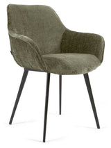 Amira Dining chair, Dark green velvet chenille