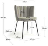 Aniela Dining chair, Gray lambskin look