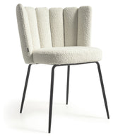 Aniela Dining chair, White lambskin look