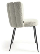 Aniela Dining chair, White lambskin look