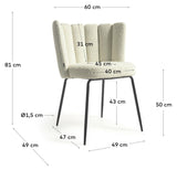 Aniela Dining chair, White lambskin look