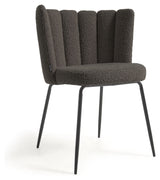 Aniela Dining chair, Black lambskin look