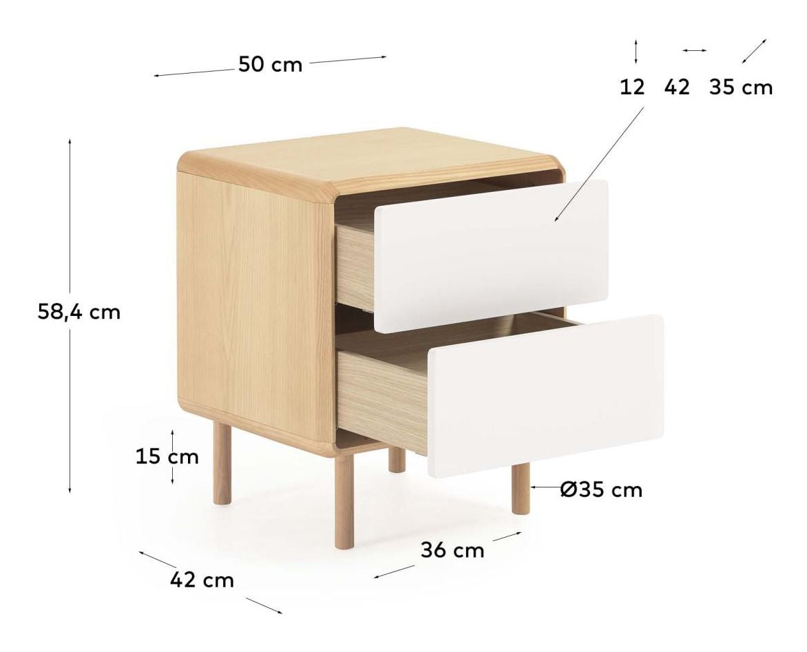 Anielle Bedside Table, Ash/Veneer