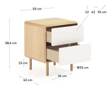 Anielle Bedside Table, Ash/Veneer