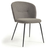 Anoha Dining chair, Gray chenille/Black metal legs