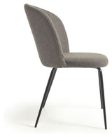 Anoha Dining chair, Gray chenille/Black metal legs