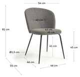 Anoha Dining chair, Gray chenille/Black metal legs