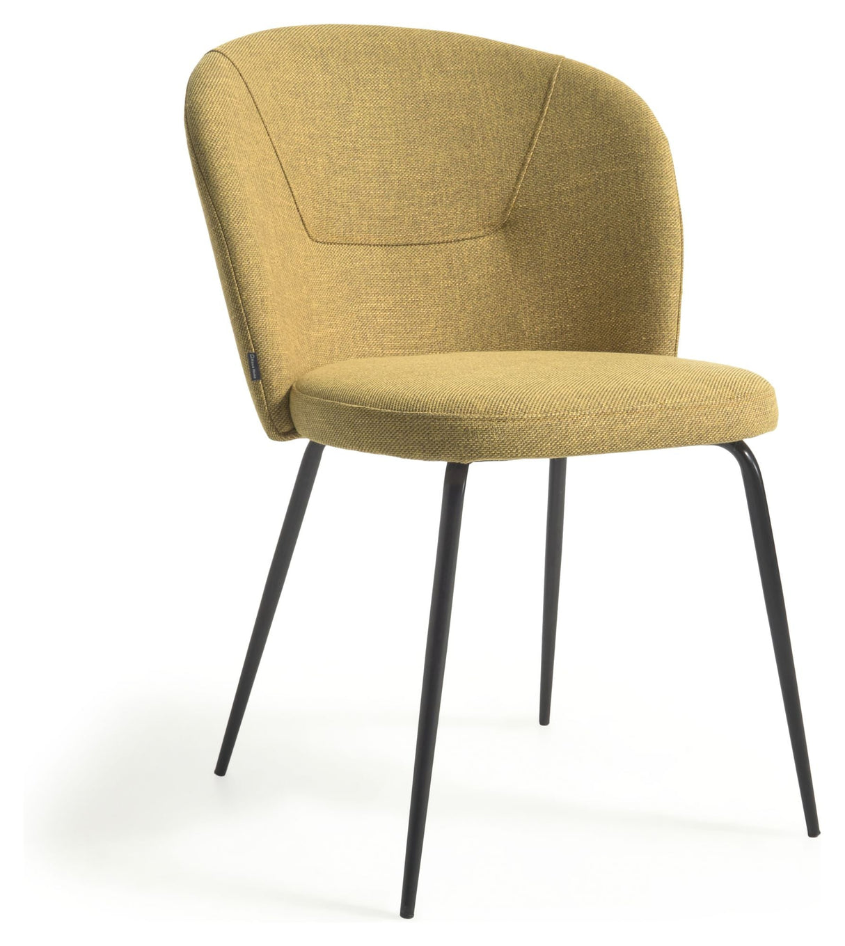 Anoha Dining chair, Yellow chenille/Black metal legs