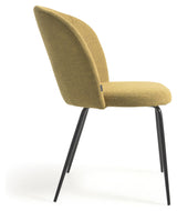 Anoha Dining chair, Yellow chenille/Black metal legs