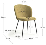 Anoha Dining chair, Yellow chenille/Black metal legs